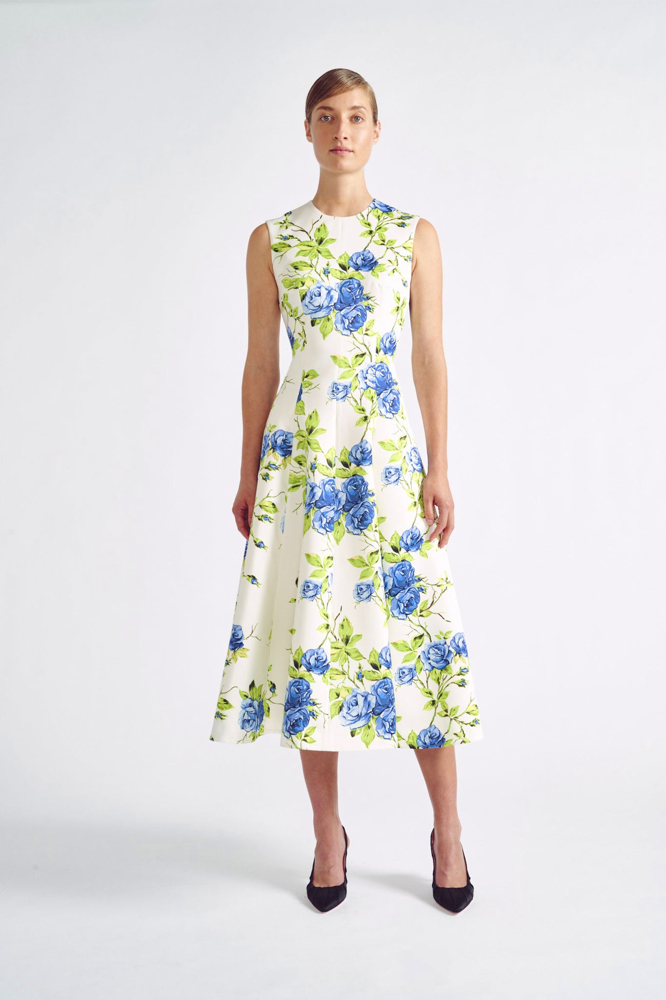 Mara Dress | Sleeveless Blue Floral ...